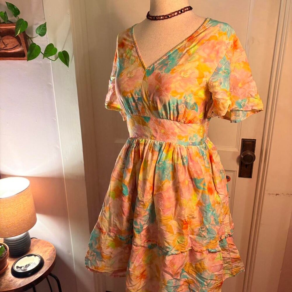 Roller Rabbit mini dress with floral print. Cotton and silk blend.  Size XS. - Picture 3 of 7